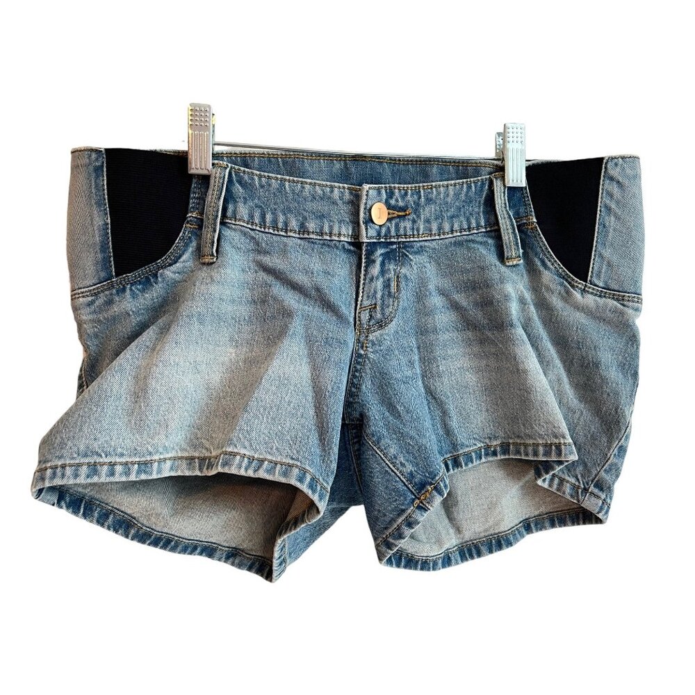 Isabel Maternity By Ingrid & Isabel‎ Denim Midi Shorts W/ Expandable Side Panels